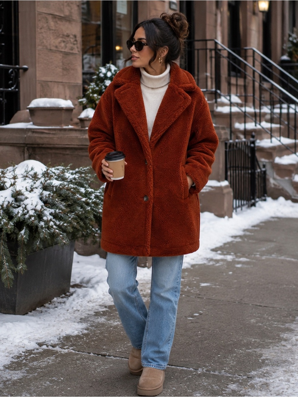 GAP Women's Rust Teddy Coat
